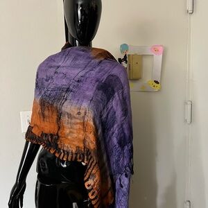 Purple and Orange Tie-Dye Scarf